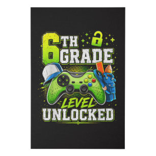 Back to School 6th Sixth Grade Level Unlocked Faux Canvas Print