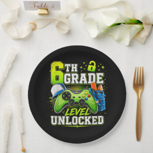 Back to School 6th Sixth Grade Level Unlocked Paper Plates