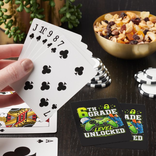 Back to School 6th Sixth Grade Level Unlocked Poker Cards (In Situ)