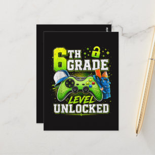 Back to School 6th Sixth Grade Level Unlocked Postcard