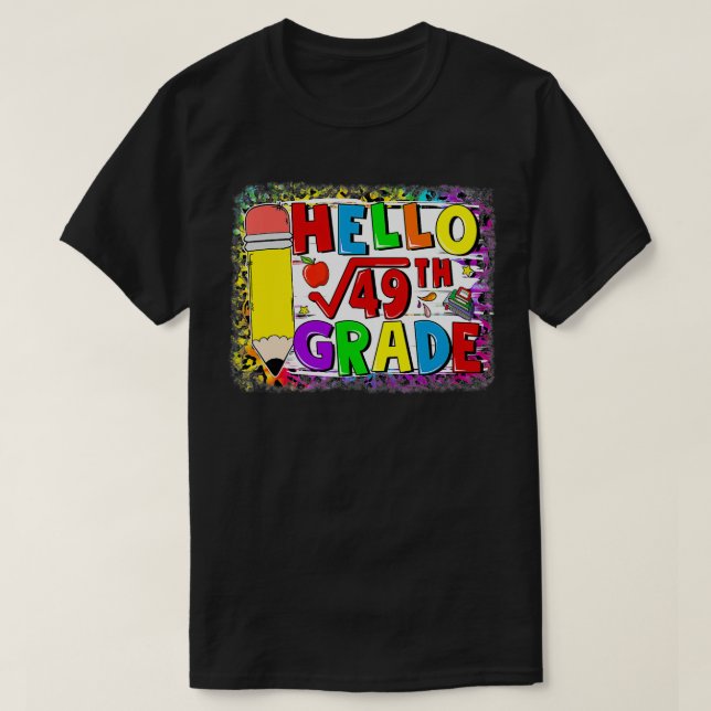 Back To School 7th Grade Square Root Of 49 Math Ki T-Shirt (Design Front)