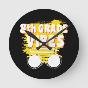 Back To School 8th Grade Vibes Shirt First Day Kid Round Clock