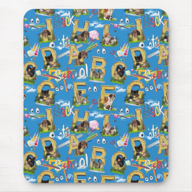 Back To School ABC Repeat Design Mouse Pad (Front)