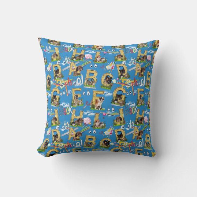 Back To School ABC Repeat Design Throw Pillow (Front)