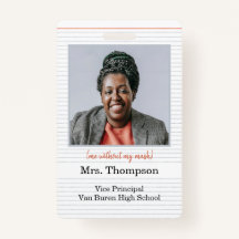 Back to School Administrator ID Badge with photo