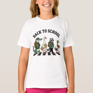 Back to School Animal Friends Crossing Road Abbey T-Shirt