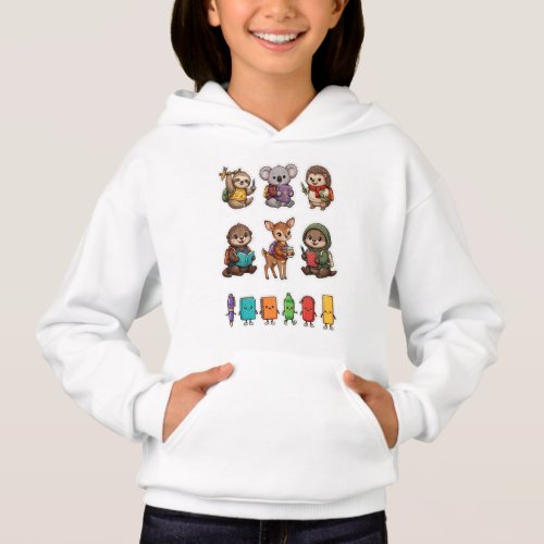 Back to School Animal Squad PNG | Cute Kawaii tren Hoodie