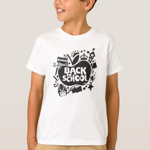 Back To School Apple Cool Illustration Kids T_Shirt