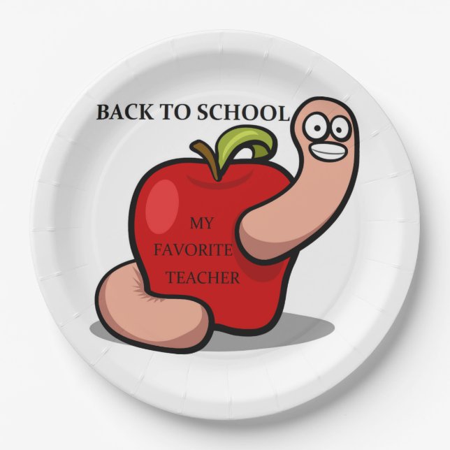 "BACK TO SCHOOL" APPLE PAPER PLATES (Front)