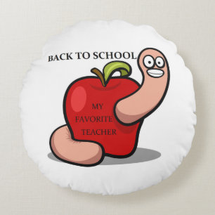 "BACK TO SCHOOL" APPLE ROUND PILLOW