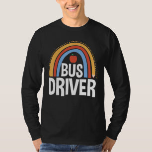 Back To School Appreciation Boho Rainbow Bus Drive T-Shirt