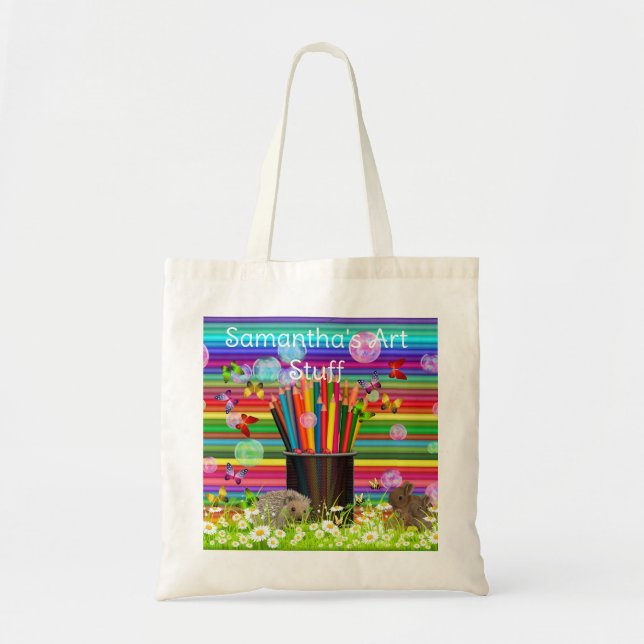 Back to School Art Supplies and Books Tote Bag (Front)