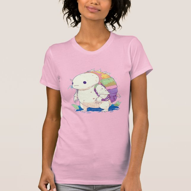 Back to School Axolotl Kawaii Cartoon T-Shirt (Front)