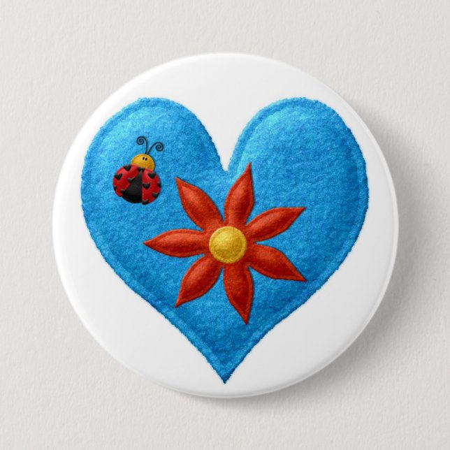 Back to School, Backpack Pins buttons Blue Heart (Front)