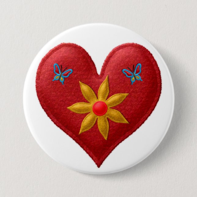 Back to School, Backpack Pins buttons Red Heart (Front)