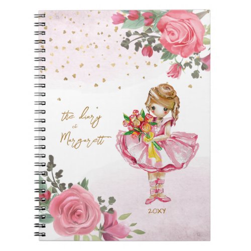 Back To School Ballet Girl Pink Floral Cute Daily  Notebook