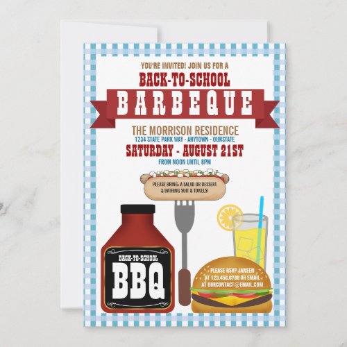 Back to School Barbeque Party Invitations
