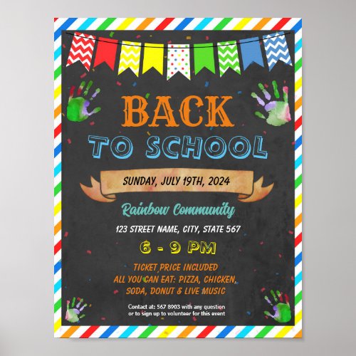 Back to school bash event template poster