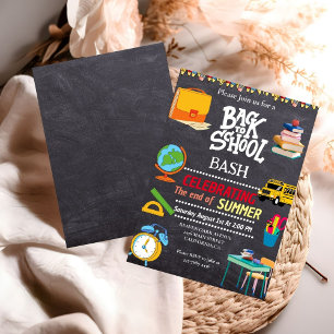Back to school bash the end of summer party  invitation