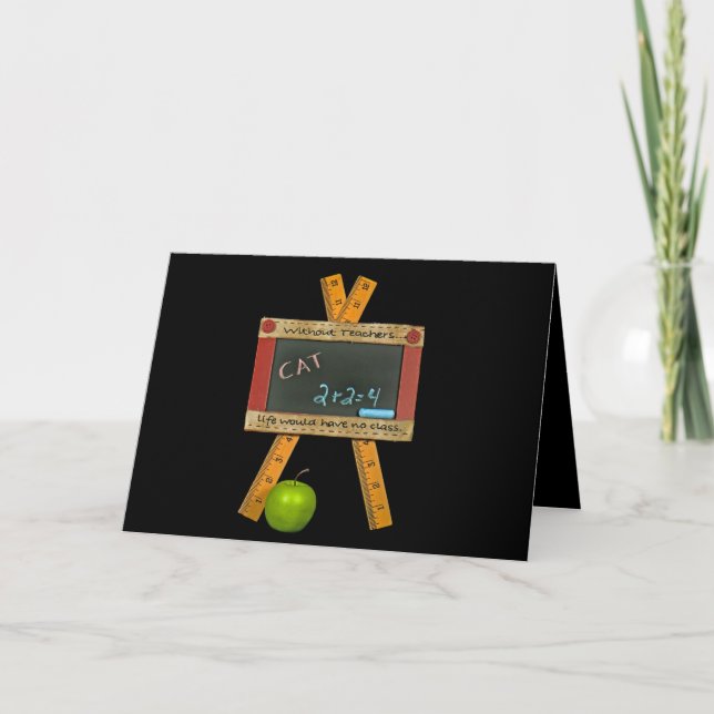 Back to School black chalkboard and apple Holiday Card (Front)