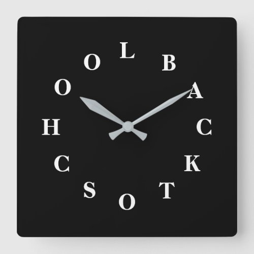 Back To School Black Square Wall Clock by Janz