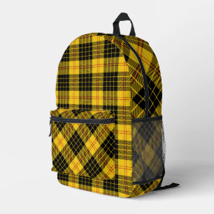 Back To School  Black Yellow  Plaid  Printed Backpack