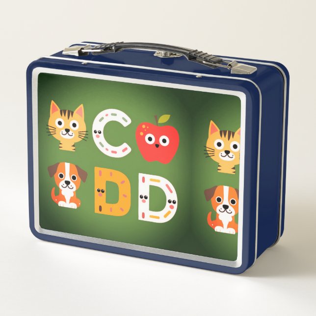 Back To School Blue Metal Lunch Box (Back)