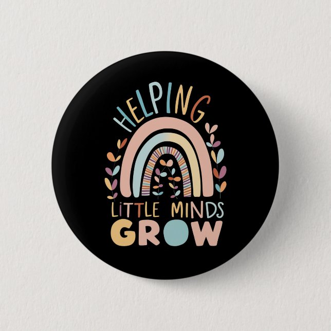 Back-to-school Boho Helping Little Minds Grow Teac Button (Front)