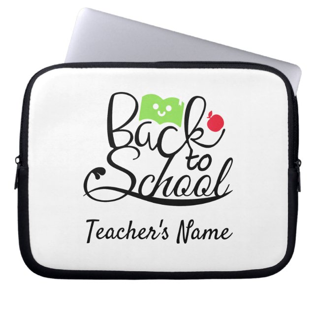 Back To School Book And Apple Teachers Laptop Sleeve (Front)
