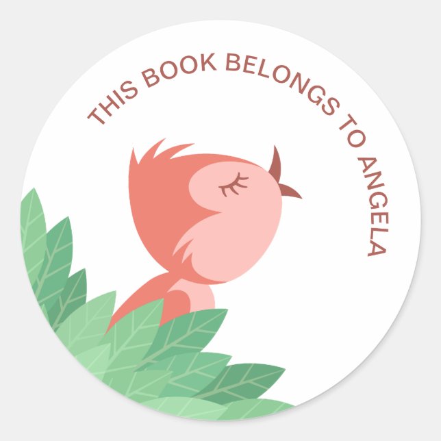 Back to School Bookplate Cute Bird Chick Girly (Front)