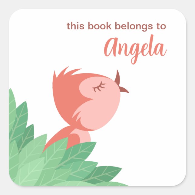 Back to School Bookplate Cute Bird Chick Girly (Front)