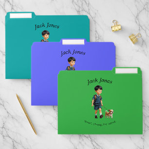 Back to School Boy & Dog Custom File Folder
