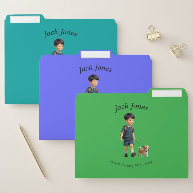 Back to School Boy & Dog Custom  File Folder (Set)
