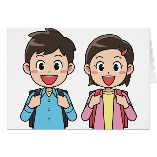 Back to School Boy Girl Brother Sister Students (Front Horizontal)