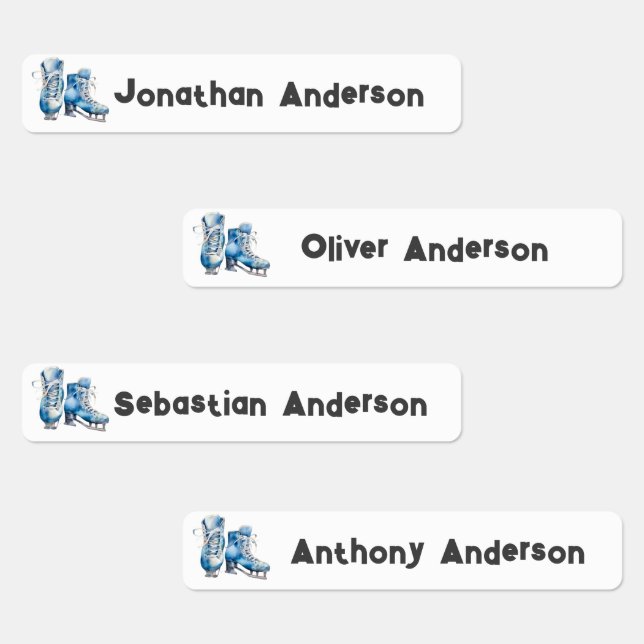 Back to School Boys Ice Skating, Hockey Kids Name Labels (Group)