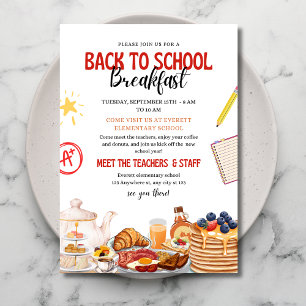 BACK to School Breakfast invite, Meet The Teachers Invitation