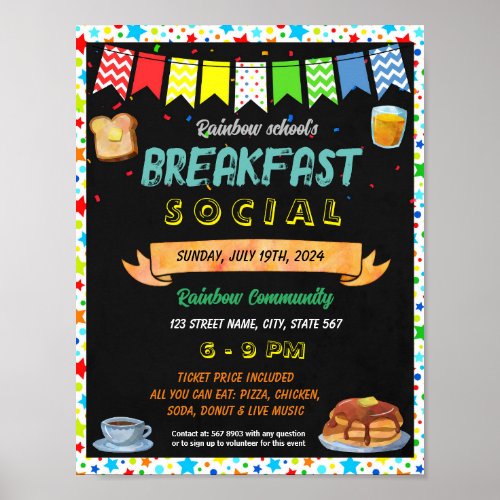 Back to School Breakfast Social template  Poster
