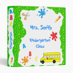 Back to School Bus Binder green stars