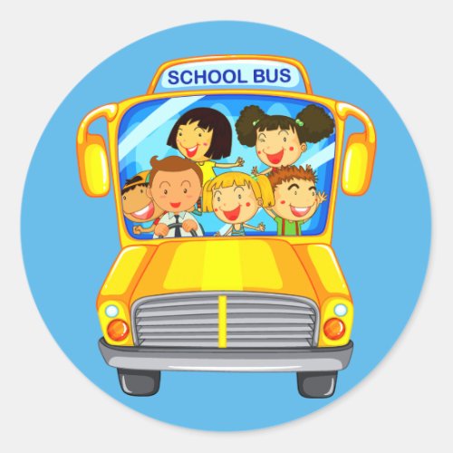 Back to School Bus Classic Round Sticker