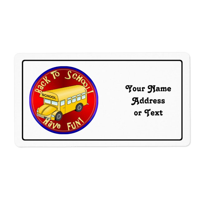 Back To School Bus Fun Label (Front)