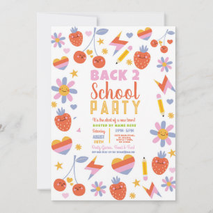 Back To School Bus Party Fruit Hearts Flower Invitation