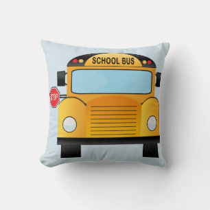 Back to school bus throw pillow