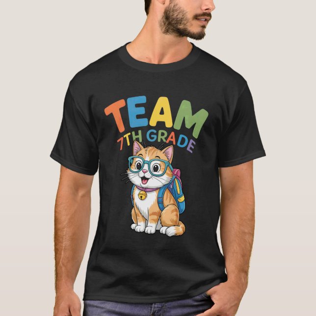 Back To School Cat Tees Team 7th Grade Boys Girls  (Front)