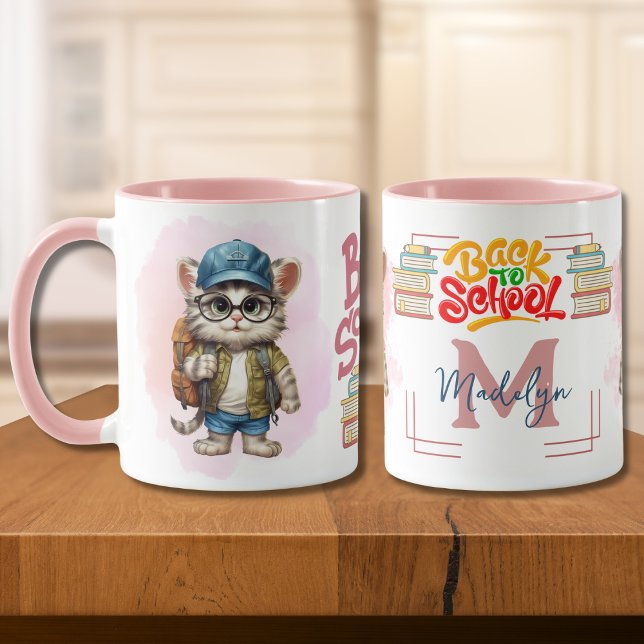 Back To School Cat Wearing Backpack Customized Mug (Creator Uploaded)
