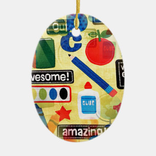 back to school ceramic ornament