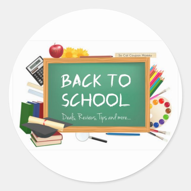Back to School chalk Board Classic Round Sticker (Front)