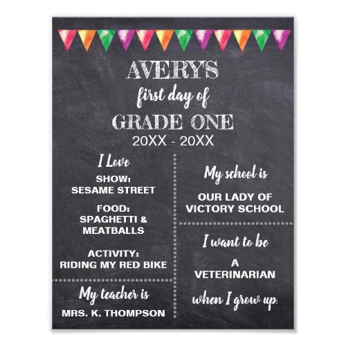 Back to school Chalkboard About Me sign