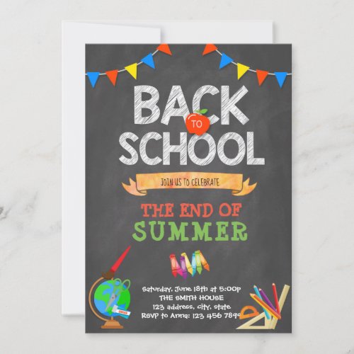 Back to school chalkboard invitation