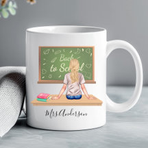 Back to School Chalkboard Teacher Mug Blonde