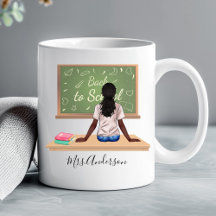 Back to School Chalkboard Teacher Mug Curly Black